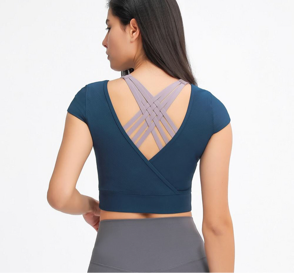 V-neck Yoga Sport Cropped shirt